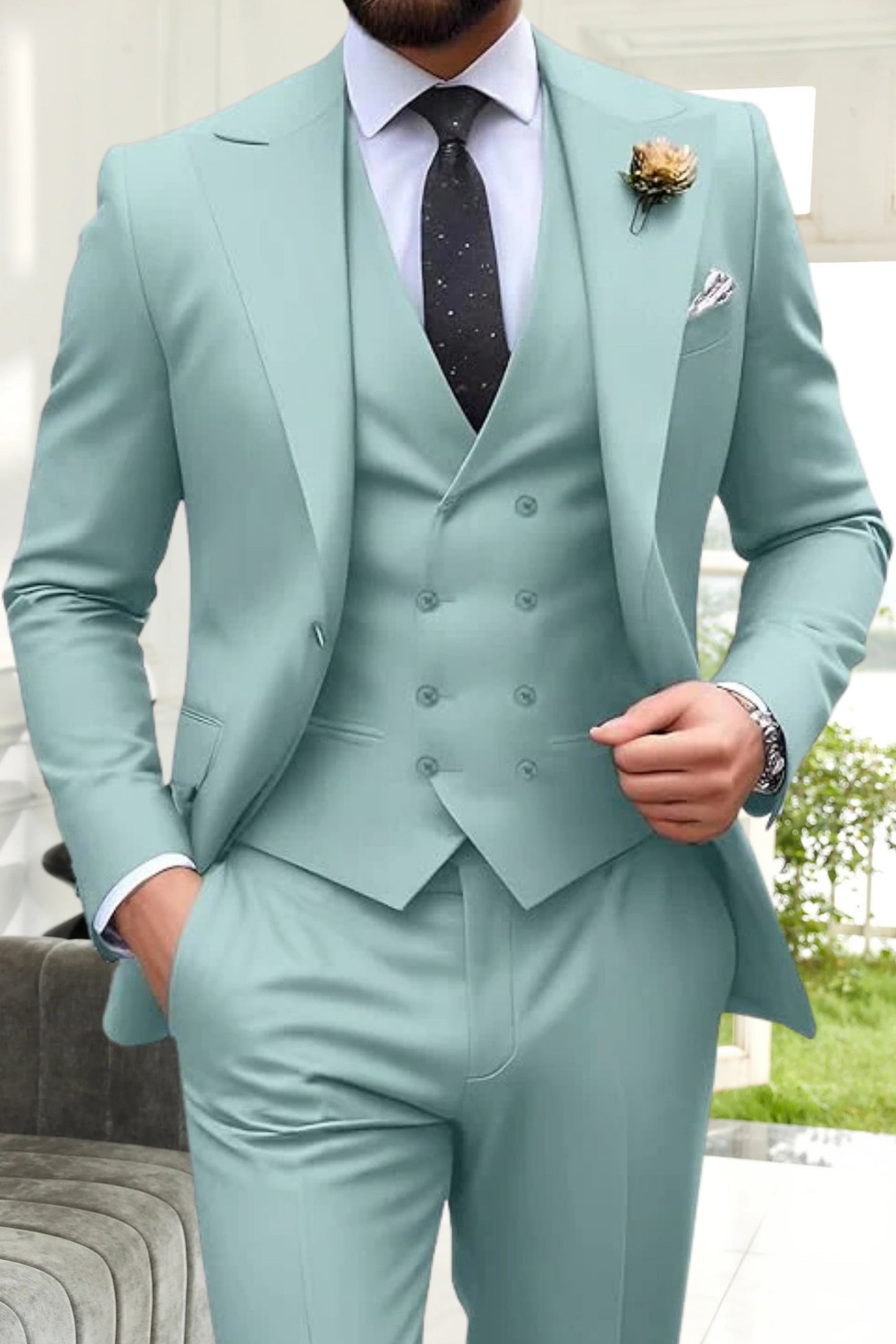 Gremist | Peak Lapel Slim Fit 3 Piece Suit