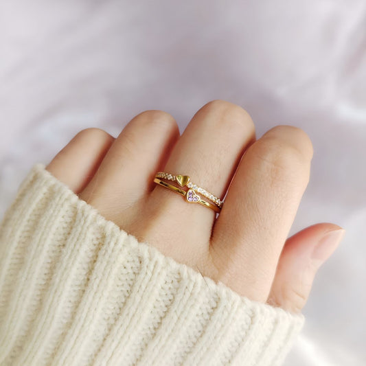 Élina | Mother & Daughter Linked Hearts Ring