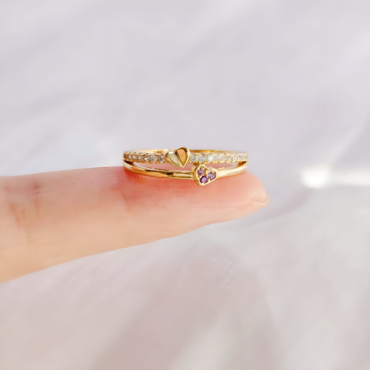 Élina | Mother & Daughter Linked Hearts Ring
