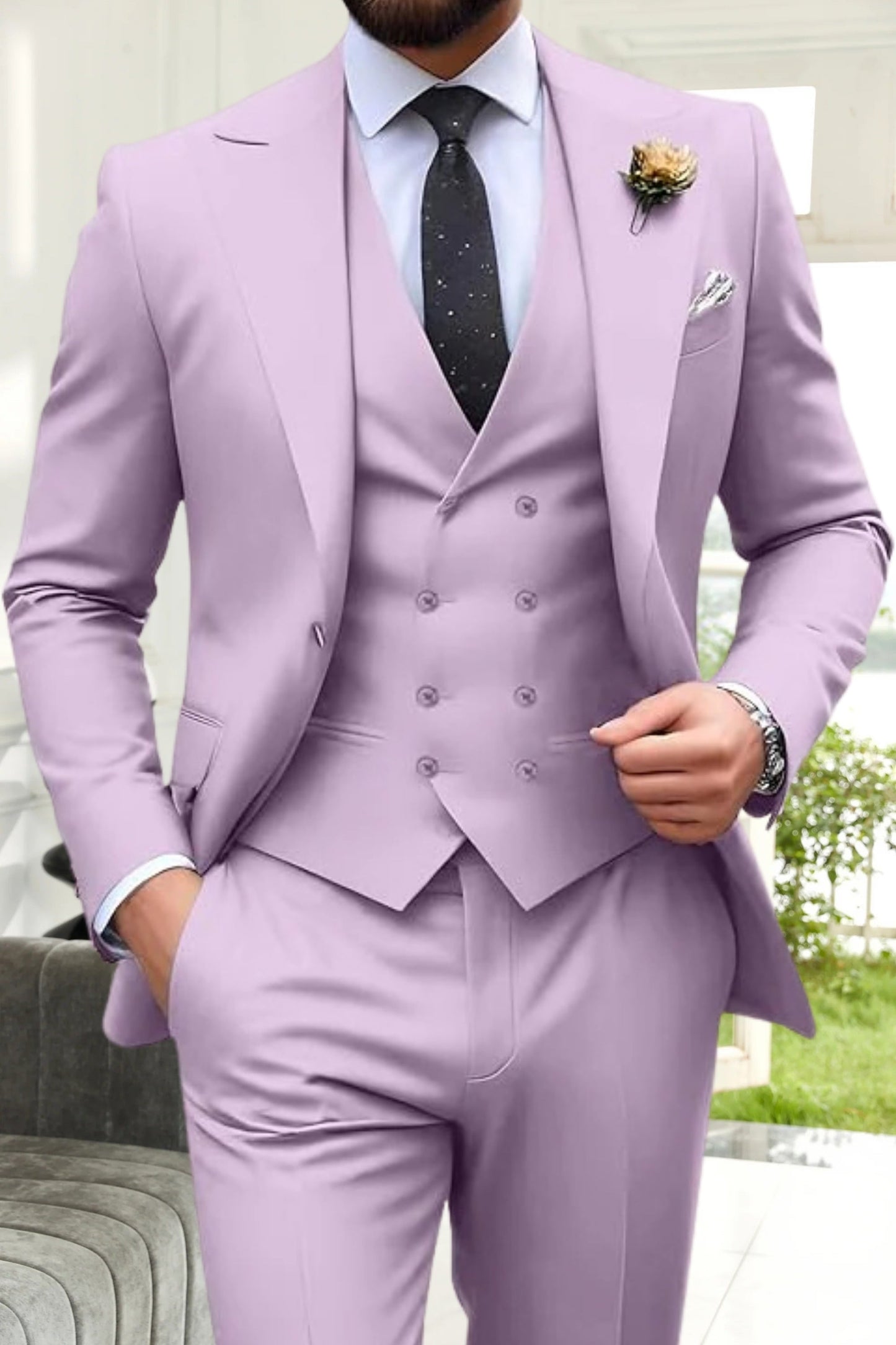 Gremist | Peak Lapel Slim Fit 3 Piece Suit