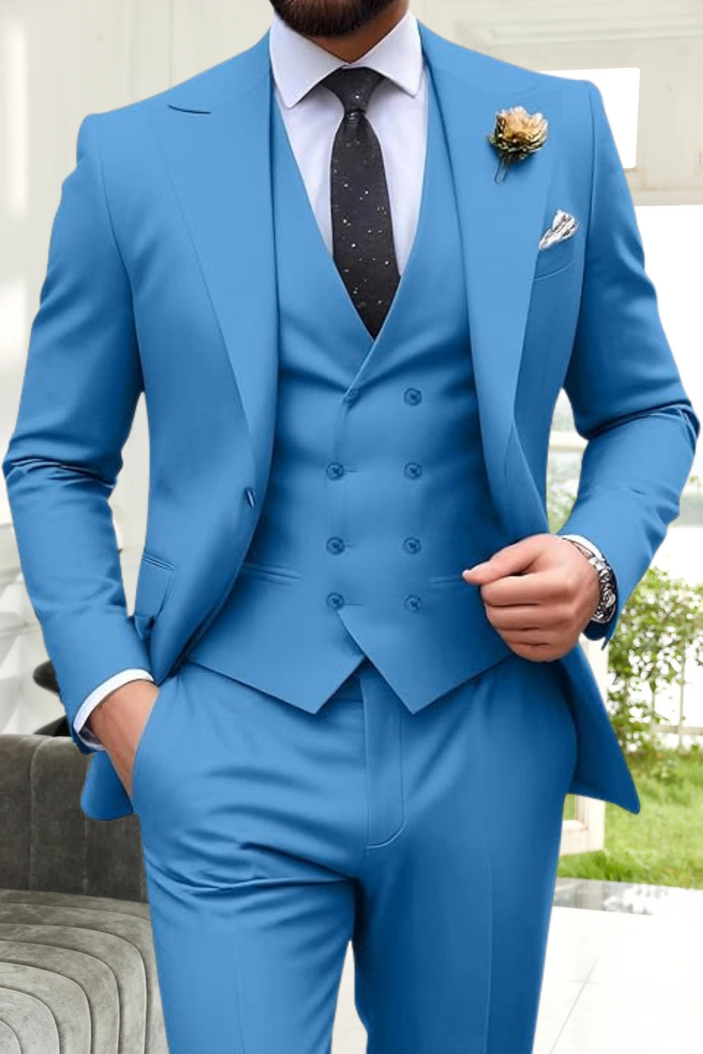 Gremist | Peak Lapel Slim Fit 3 Piece Suit