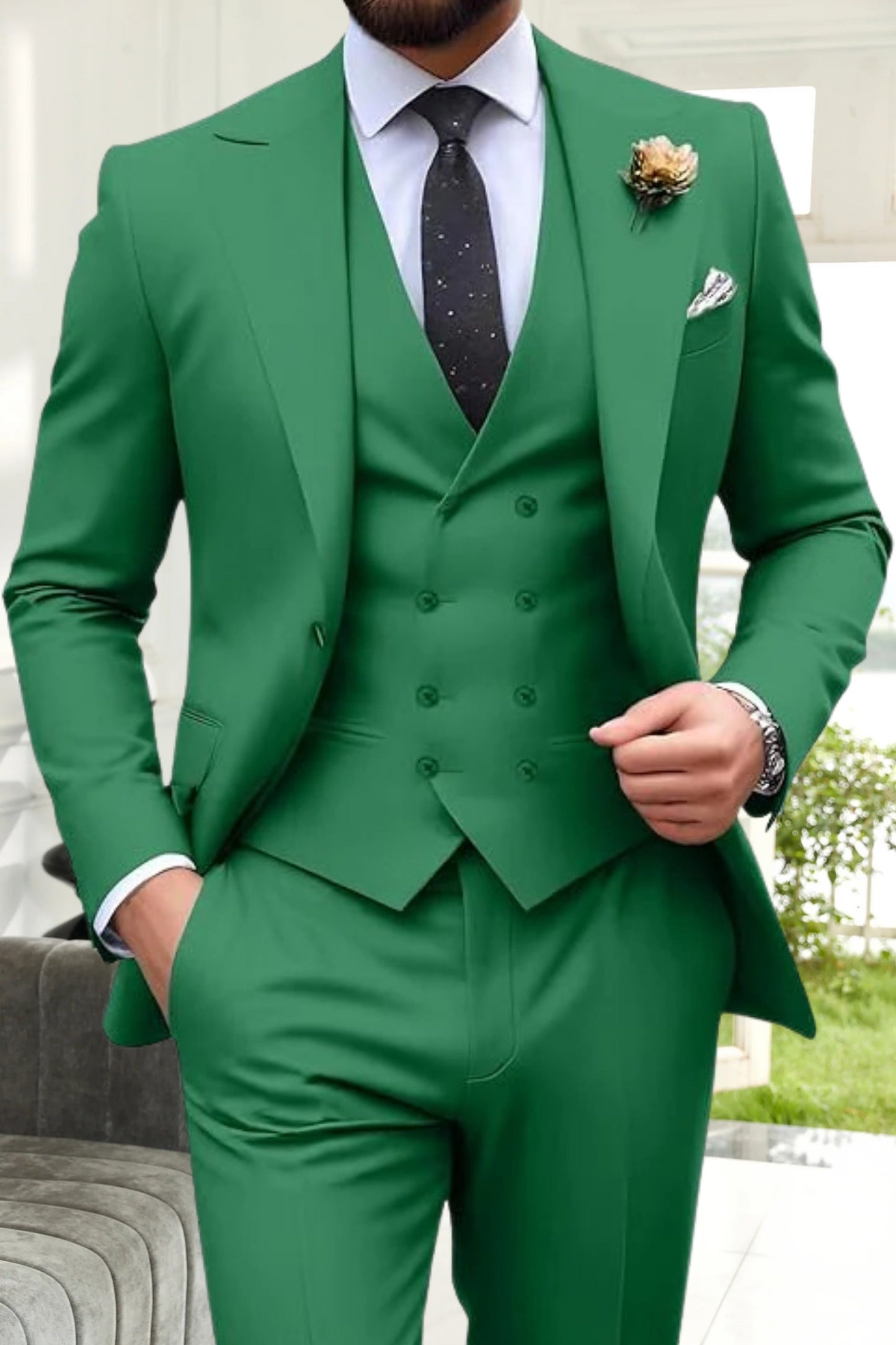 Gremist | Peak Lapel Slim Fit 3 Piece Suit