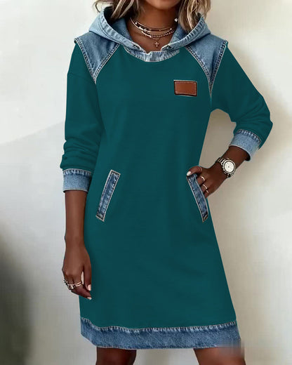 Josephine | Hooded dress with contrasting panels