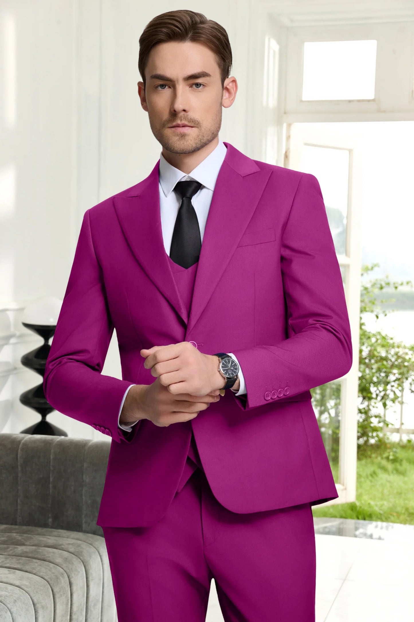 Gremist | Peak Lapel Slim Fit 3 Piece Suit