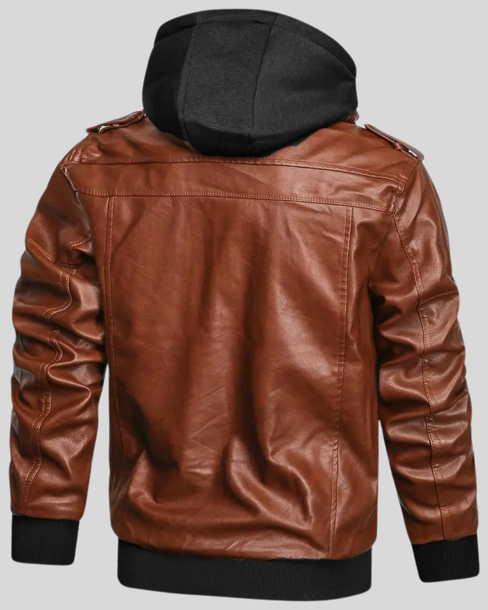Davor | Hooded Leather Jacket With Double Zipper Closure