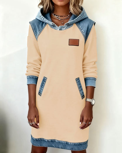 Josephine | Hooded dress with contrasting panels