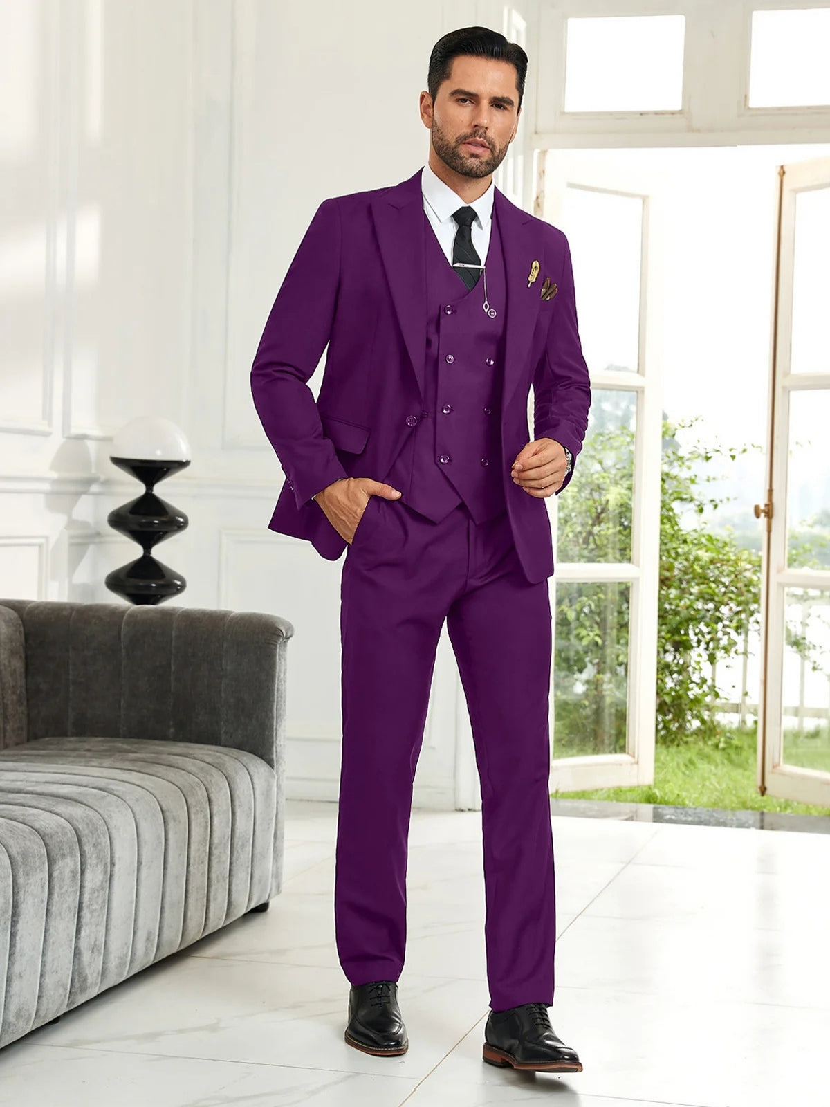 Gremist | Peak Lapel Slim Fit 3 Piece Suit
