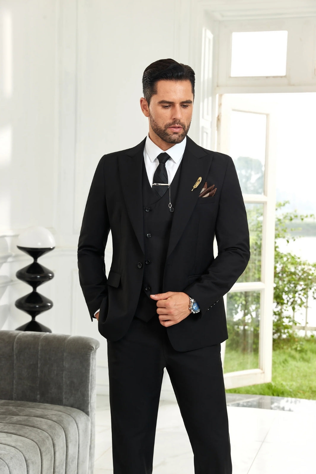 Gremist | Peak Lapel Slim Fit 3 Piece Suit