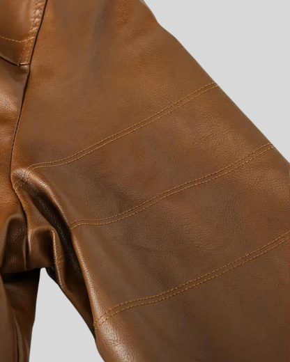 Davor | Hooded Leather Jacket With Double Zipper Closure