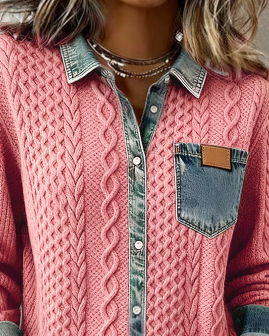 Stacy | Long-sleeved patchwork shirt