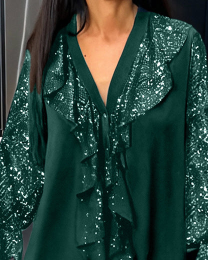 Évelyne Jade | Plain Ruffled Blouses