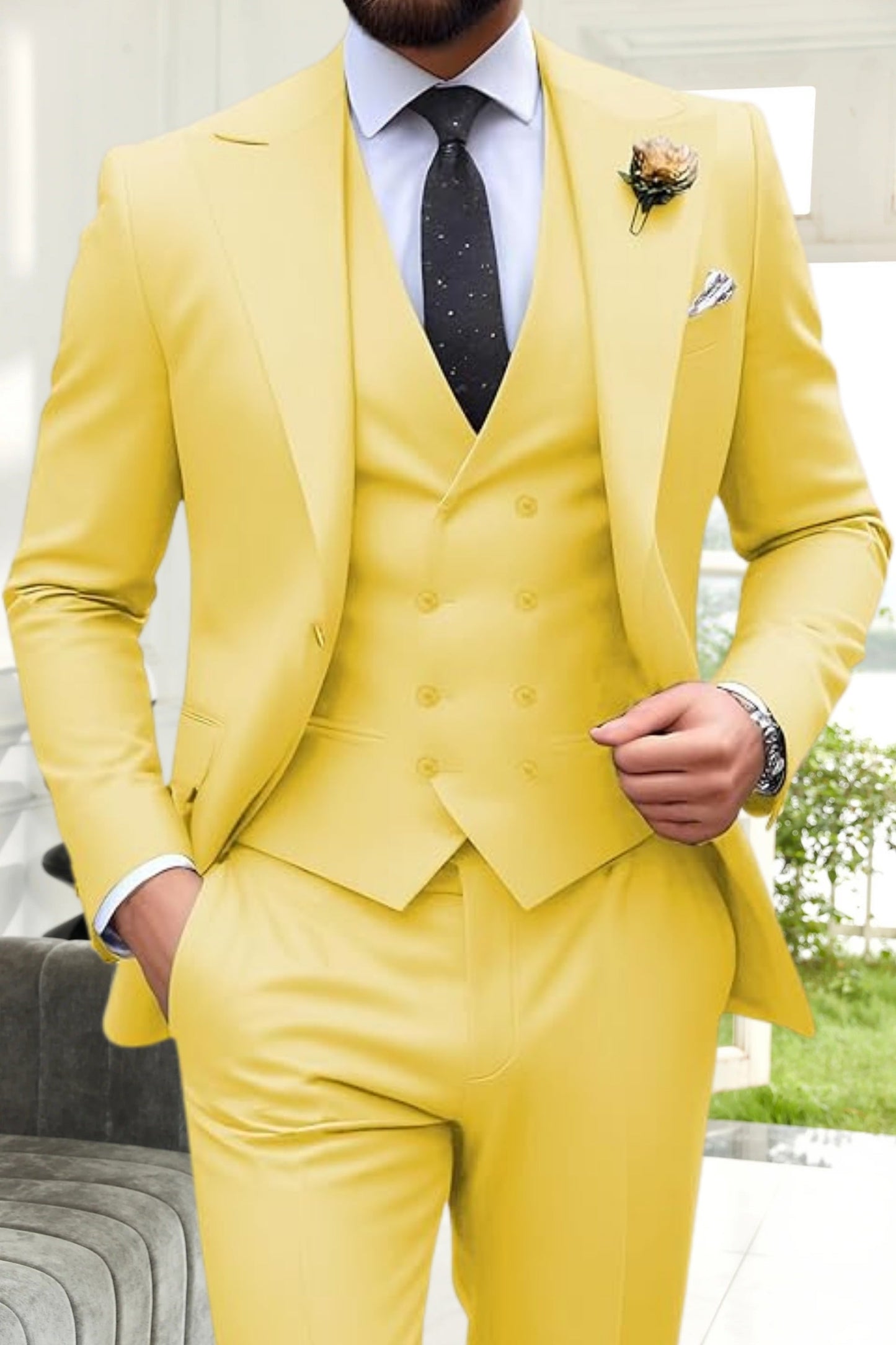 Gremist | Peak Lapel Slim Fit 3 Piece Suit