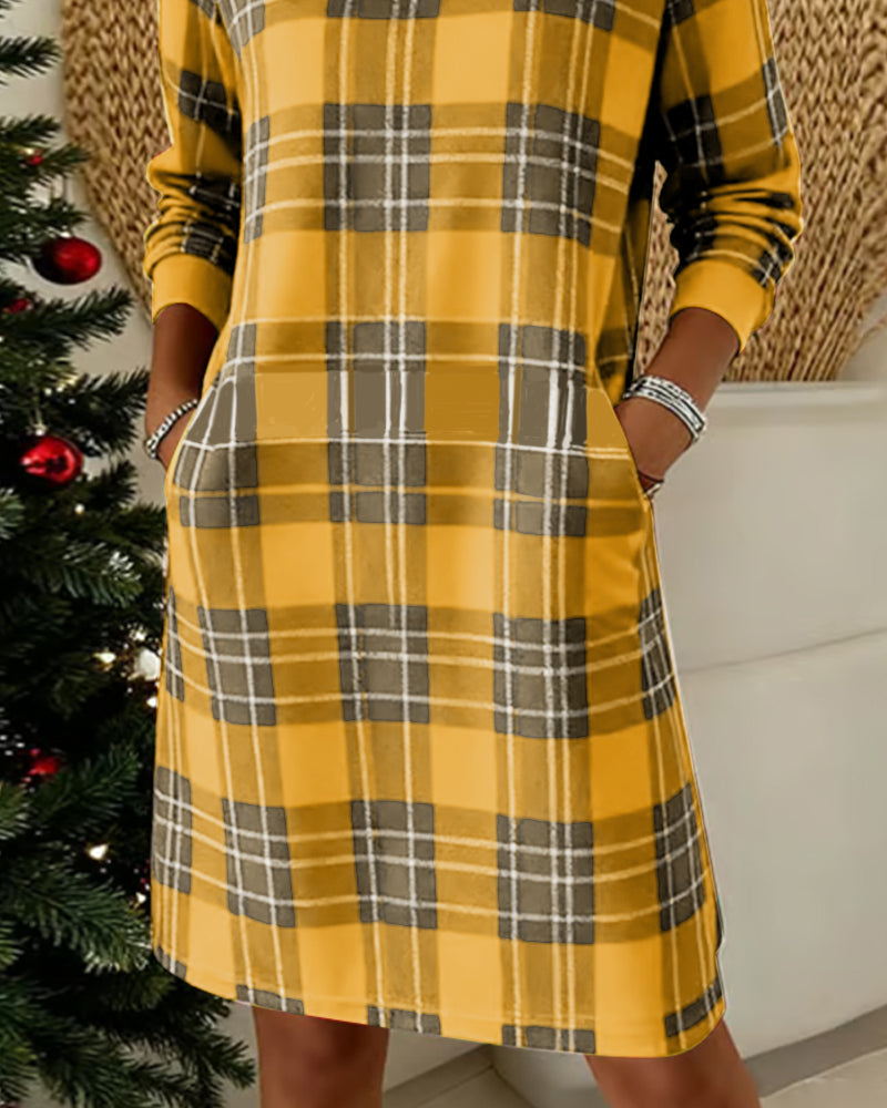 Marélia | Elegant Long-Sleeved Checkered Dress