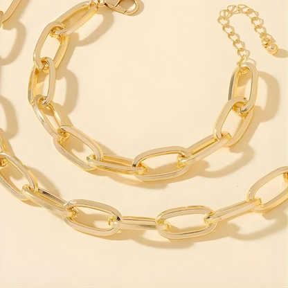 Jules | 2 PCS Set Gold Color Link Chain Necklace