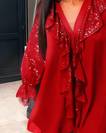 Évelyne Jade | Plain Ruffled Blouses