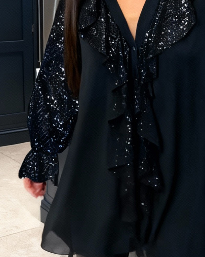 Évelyne Jade | Plain Ruffled Blouses