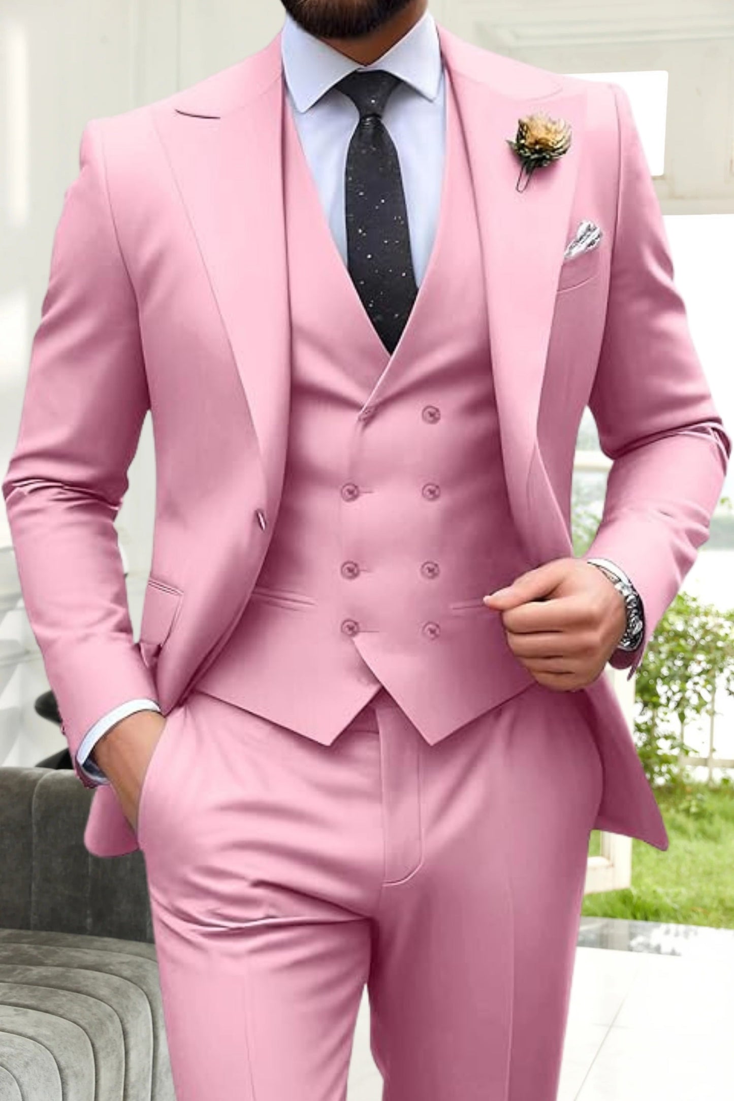 Gremist | Peak Lapel Slim Fit 3 Piece Suit