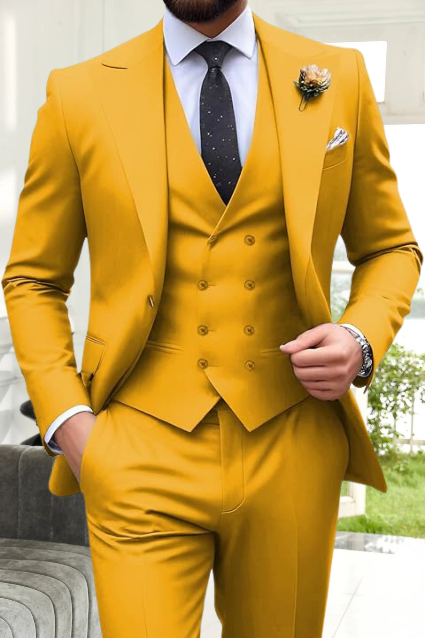 Gremist | Peak Lapel Slim Fit 3 Piece Suit