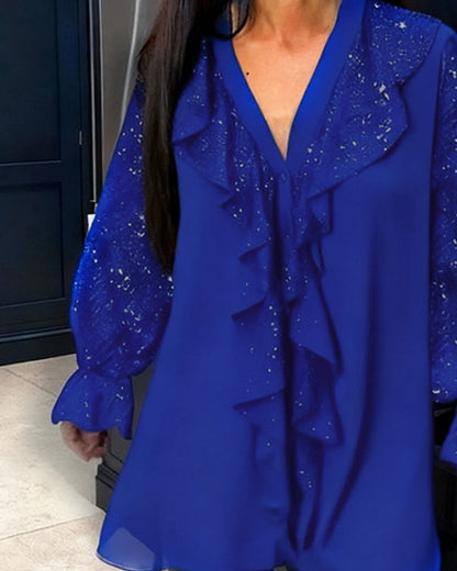 Évelyne Jade | Plain Ruffled Blouses