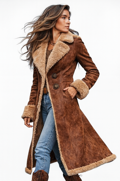 Beth | Vintage-Inspired Long Coat with Faux Fur