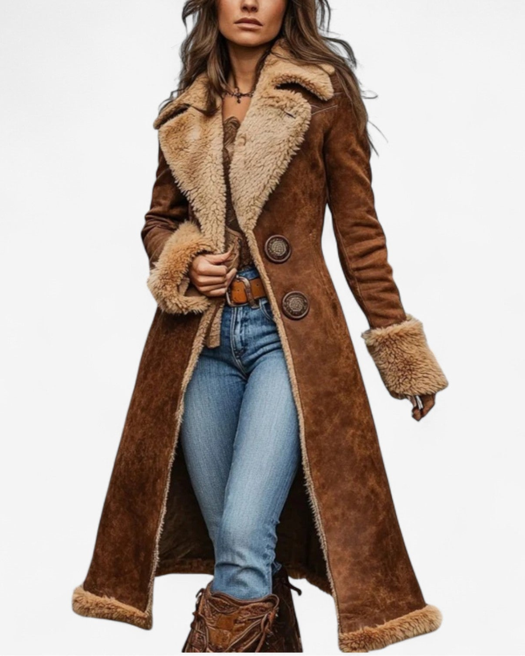 Rhema | Vintage Inspired Long Coat with Fur