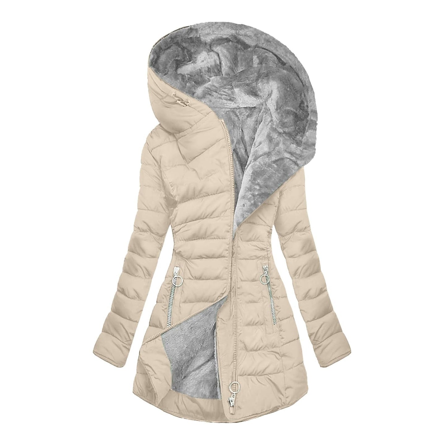 Giulia | Winter Hooded Feather Jacket