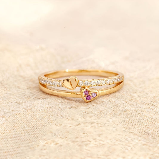 Élina | Mother & Daughter Linked Hearts Ring
