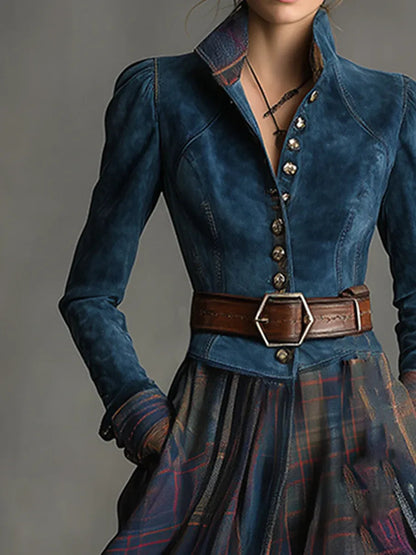 Eden | Blue suede maxi dress