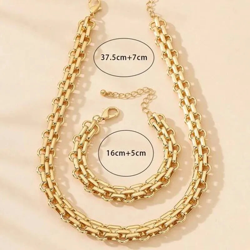 Jules | 2 PCS Set Gold Color Link Chain Necklace