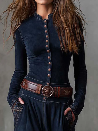 Amber | Suede Maxi Dress with Belt