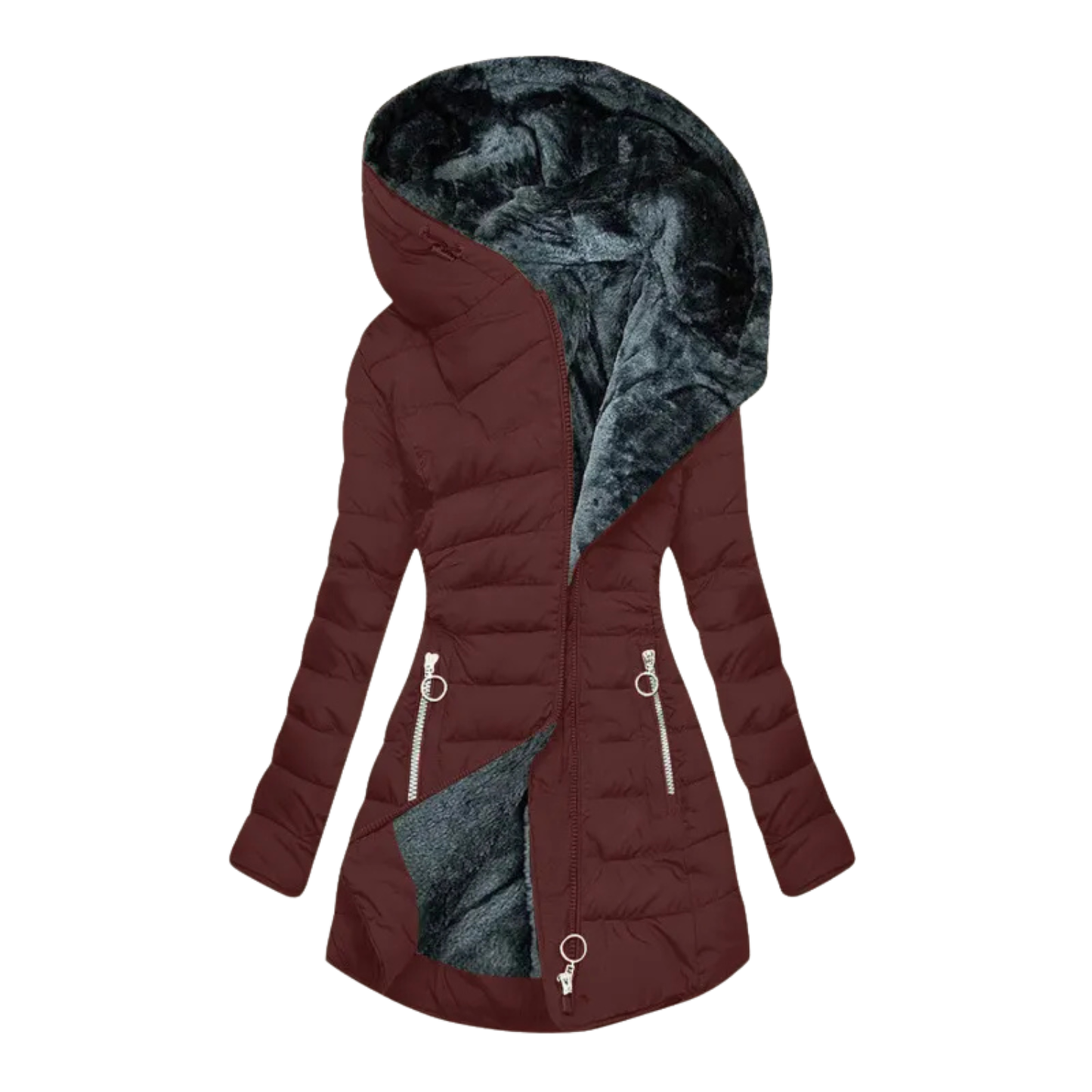 Giulia | Winter Hooded Feather Jacket