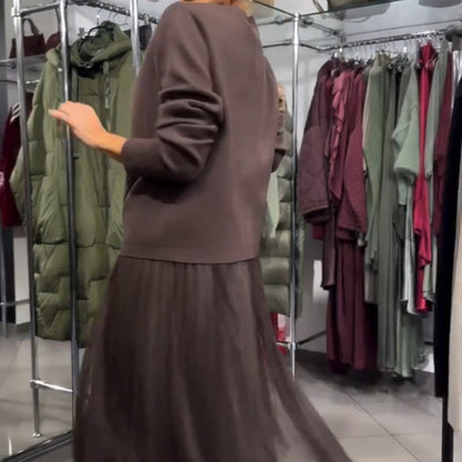 Geraldine | Women's knit sweater and mesh tulle dress