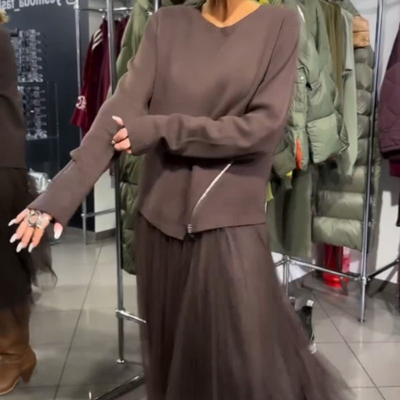 Geraldine | Women's knit sweater and mesh tulle dress