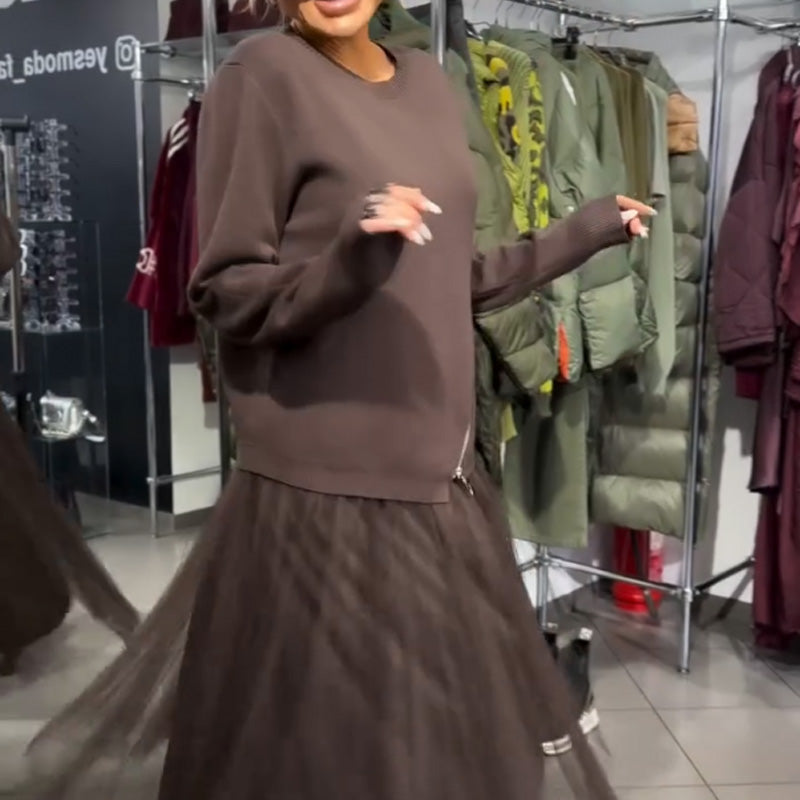 Geraldine | Women's knit sweater and mesh tulle dress