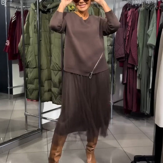 Geraldine | Women's knit sweater and mesh tulle dress