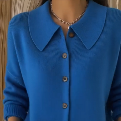 Marie | Cardigan with pearl ribbed collar and lapels