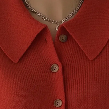 Marie | Cardigan with pearl ribbed collar and lapels
